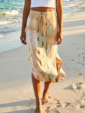 Young Fabulous And Broke Gigi Skirt Tie Dye Terry Cloth Pull-on Beach Pool Yfb
